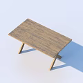 Simple Wooden Rectangular Dining Table With Minimalist Legs And Smooth Surface 3d model