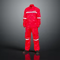 Red High Visibility Safety Coverall With Reflective Strips For Work Protection 3d model