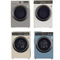 Modern Front Load Washing Machine Models in Black and White Design 3d model