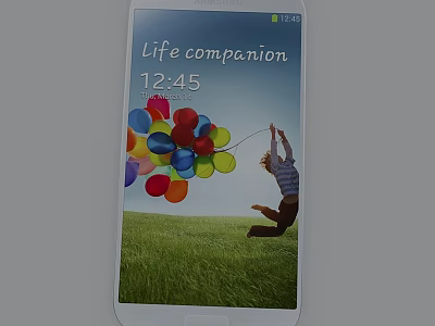 Smartphone Screen with Life Companion 1245 Time Colorful Balloons Jumping Person Green Grass Blue Sky 3d model