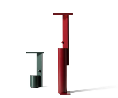 Modern Red And Green Floor Lamps With Minimalist Design And Vertical Structure 3d model