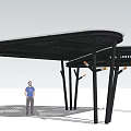 Modern Metal Pergola Design With Grid Pattern Roof And Black Frame Structure 3d model