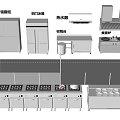 Kitchen Equipment With Cabinets Double Door Refrigerator Sterilizer Water Heater Range Hood And Stoves