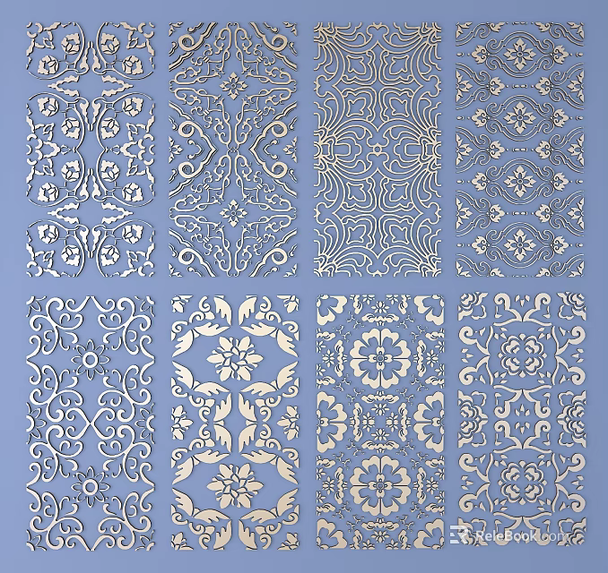Intricate Carved Decorative Patterns With Various Ornate Traditional Designs 3d model 