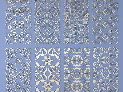 Intricate Carved Decorative Patterns With Various Ornate Traditional Designs 3d model