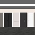 Modern Interior Display Of Various Colored Hinged Doors With Different Designs 3d model