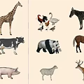 Cute Stuffed Animal Figurines Collection With Giraffe Zebra Panda Cow And More