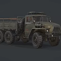 Military Green Rugged Off Road Truck With Open Cargo Bed And Large Tires