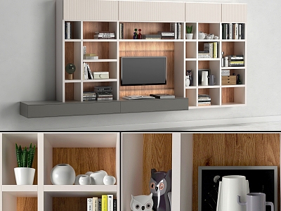 Nordic TV Backwall Bookshelf 3d model