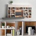 Nordic TV Backwall Book Bookshelf 3d model