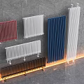 Colorful Modern Radiators Mounted On Gray Wall With Various Colors And Styles