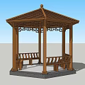 Traditional Chinese Hexagonal Wooden Pavilion With Carved Railings And Stone Base Design