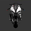 White And Black Sport Motorcycle With Carbon Fiber Components And Red Engine