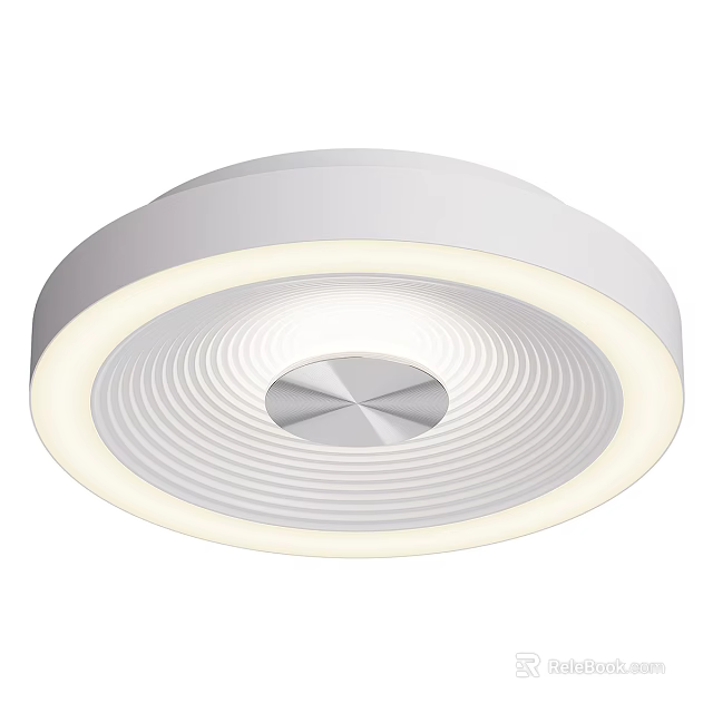 Modern Round White LED Ceiling Light with Textured Surface and Annular Illumination 3d model 