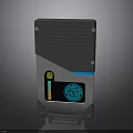 Modern Tech Control Panel With Gray Case Display Blue Circular Icon And Colorful Indicator Bar