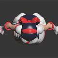 Anime Character in Red White Outfit with Dark Blue Hair Red Hairpiece and Red Shoes