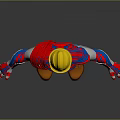 Cartoon Style Worker Character With Red Blue Clothing Yellow Hard Hat And Companion Creature