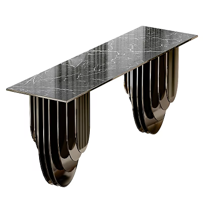 Elegant Black Marble Table With Layered Metal Legs And Modern Design 3d model