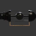 Vintage Industrial Metal Mechanical Device With Sphere And Wooden Base Frame