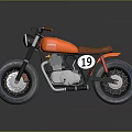 Vintage JAWA Motorcycle With Orange Body Number 19 Brown Seat And Black Tires