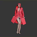 Vibrant Red Hooded Raincoat With Waterproof Fabric For Daily Use And Comfortable Wear