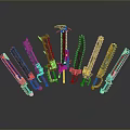 Cold weapons Sword Axe Hook Fork Spear Trident Melee Weapon Military 3d model