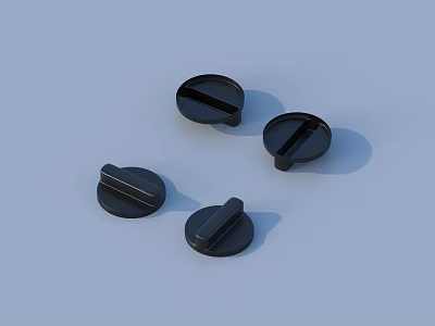 Set Of Three Black Door Handles For Modern Home Furniture Decor 3d model