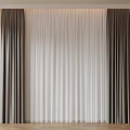 Elegant Brown Curtains With White Sheer Panels For Modern Interior Design 3d model
