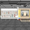 Traditional Shadow Puppet Exhibition Hall With Display Cabinets And Large Screen 3d model