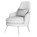 Modern Upholstered Accent Chair With Light Beige Cushion Black Metal Legs And Round Decorative Balls