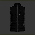 Black Puffer Vest With Zipper Front Closure Quilted Pattern Lightweight Warm Fashionable Outerwear