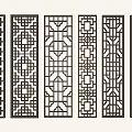 Chinese Carved Decorative Screens With Intricate Geometric Patterns Six Panel Designs 3d model