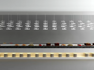 Elegant Modern Display Shelves With Tiered Design And Illuminated Product 3d model