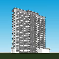 Modern High Rise Building With Balconies And Glass Exterior Standing On Green Field