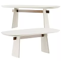 Modern Dining Table With Double Layer Structure And Smooth Wooden Frame Design 3d model