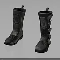High Top Leather Boots With Lace Up Design Metallic Buckles And Stitched Details