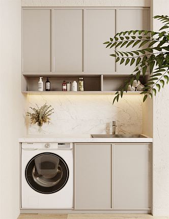 modern washing machine cabinet laundry balcony 3d model