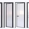 Four Glass Doors With Black Frames In Various Opening States 3d model