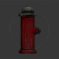 Red Striped Fire Hydrant With Gray Dome Top And Classic Design 3d model