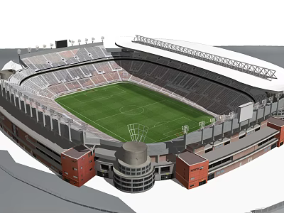 Large Modern Sports Stadium Featuring Green Football Field And Spectator Seats 3d model