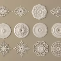 Decorative White Ceiling Medallions With Various Ornate Patterns And Designs 3d model