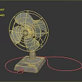Vintage Retro Electric Fan Featuring Metal Grille Blades Base And Power Cord