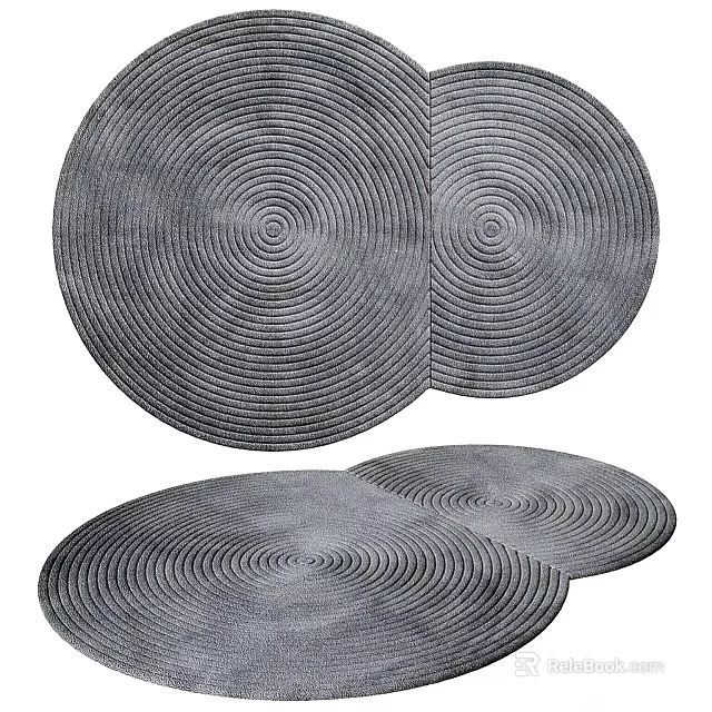 Gray Round Rugs With Spiral Patterns Ideal For Home Decor 3d model 