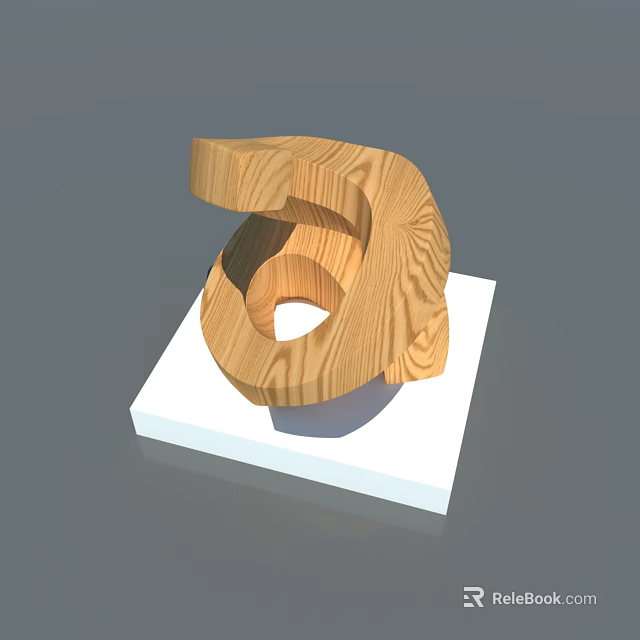 Public Square Landscape Featuring Abstract Wooden Sculpture On White Base 3d model 
