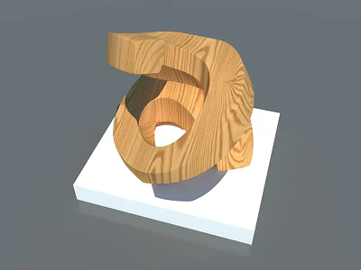 Public Square Landscape Featuring Abstract Wooden Sculpture On White Base 3d model