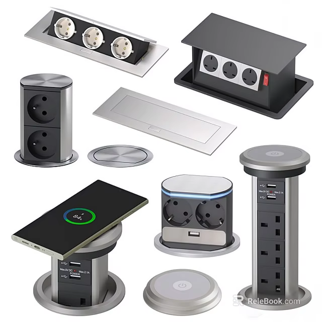Multifunctional Kitchen Electrical Appliances With Power Sockets USB Ports And Charging Stations 3d model 
