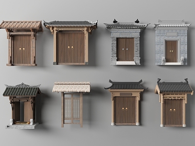 Chinese-style ancient courtyard door head 3d model