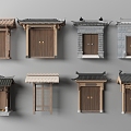 Chinese-style ancient courtyard door door door head 3d model