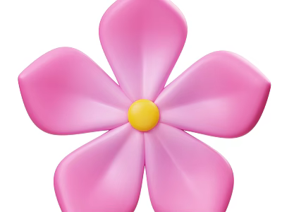 Vibrant Pink Flower With Five Petals And Bright Yellow Center 3d model