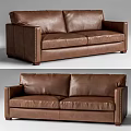 Brown Leather Two Seater Sofa with Classic Design and Sturdy Wooden Legs